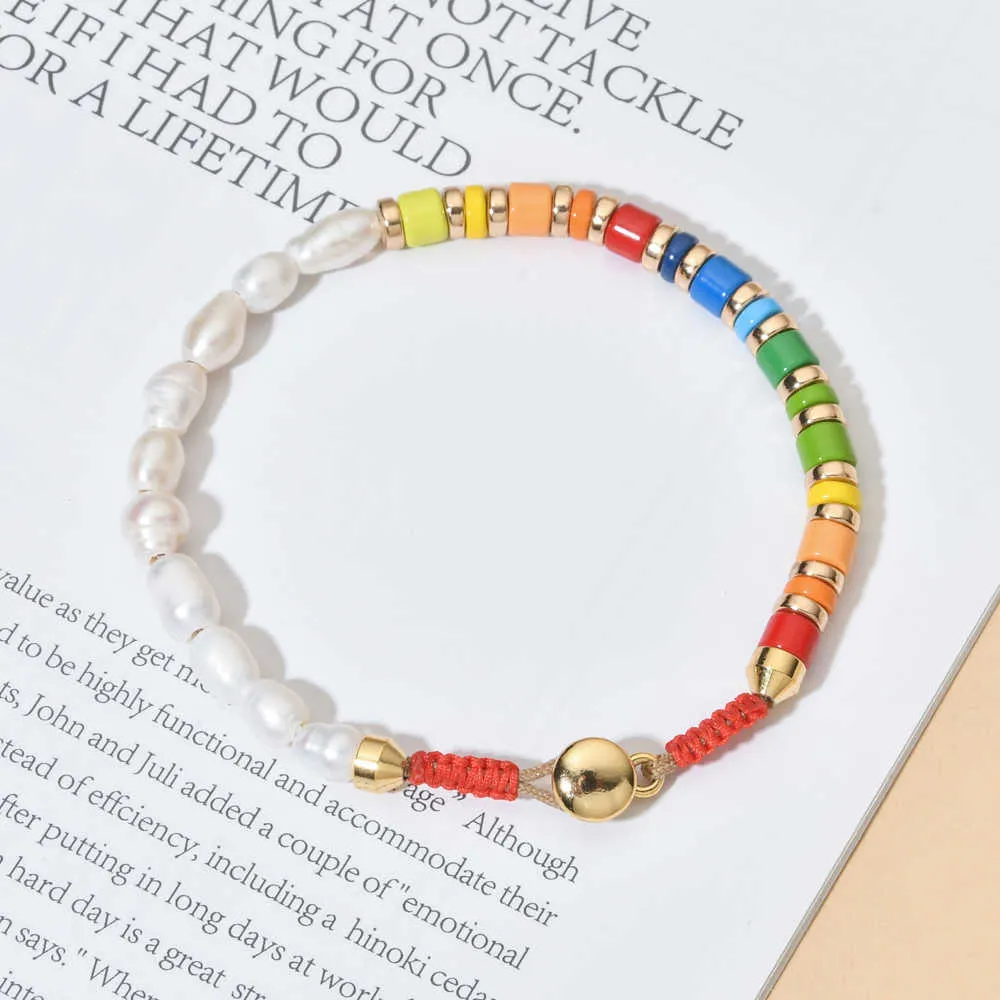 Link Chain ZMZY Fashion Boho Pearl Bead Bracelet Multicolor Handmade Summer Beach DIY Jewelry Gift For Women Stretch Style G230222