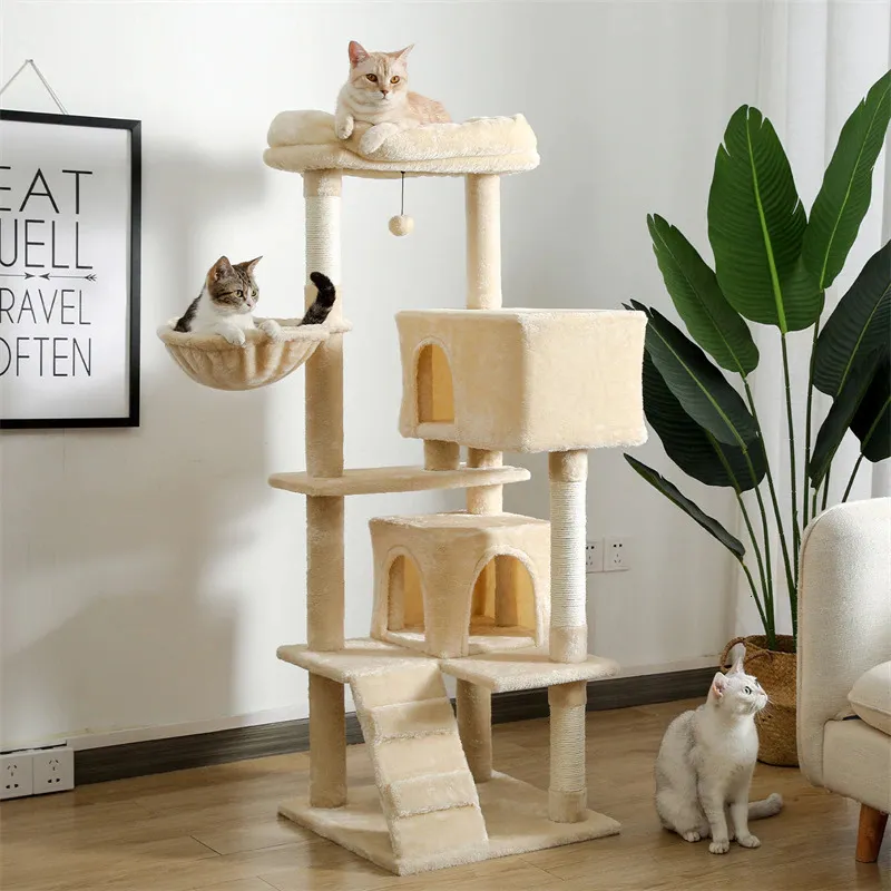 Cat Furniture Scratchers Drop Tree Tall Tower with Large Condo Cozy Perch Bed Scratching Posts Toys 230222