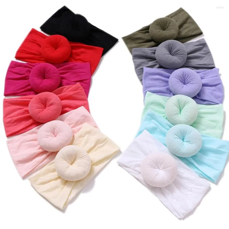 Accessori per capelli 12pcs/lotto Nylon Baby Head Bun Bun Buns Donuts Girls Soft Turban per infantile 12 colori JFNY032B