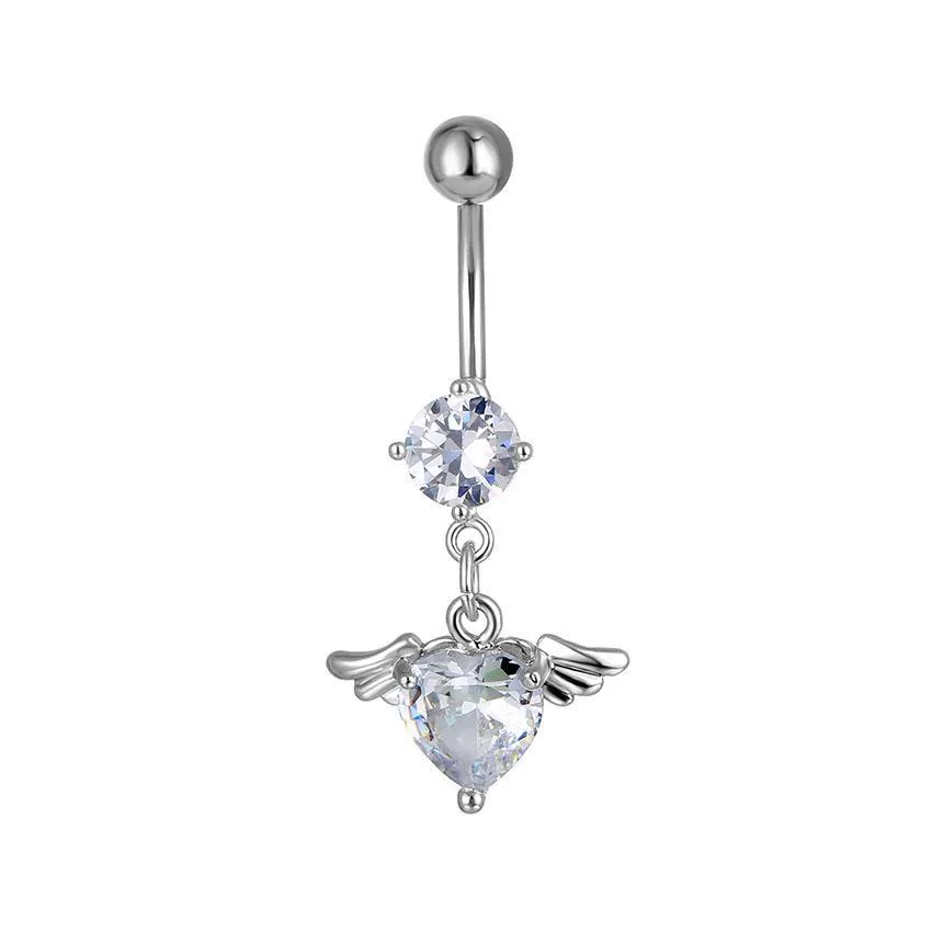 Navel Bell -knop Ringen D0617 Hart Zirkoon Belly Ring Clear 8mm Vorm 14 GA 10 mm Lengte Drop Delivery Sieraden Body Dhgarden DHF3L