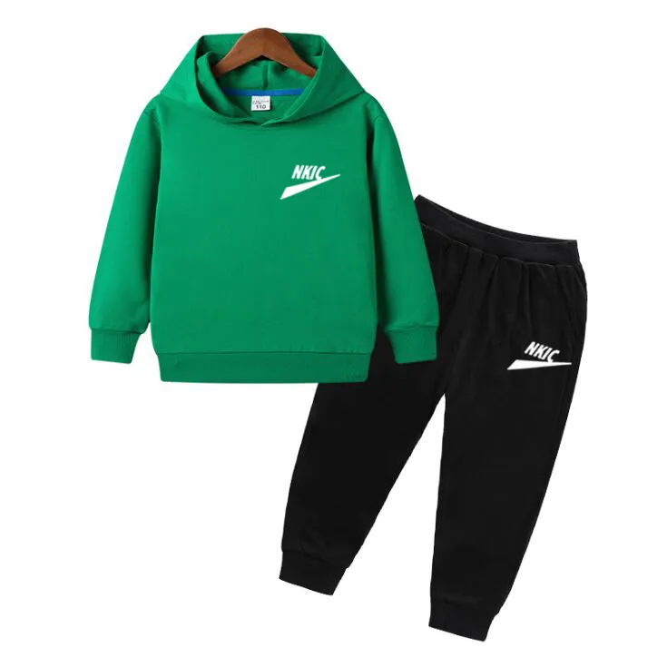 Nouveau sweat à capuche ensembles de vêtements coton enfants sweat à capuche et pantalon deux pièces enfants ensemble de vêtements 1-13 ans fille garçons vêtements marque LOGO imprimer