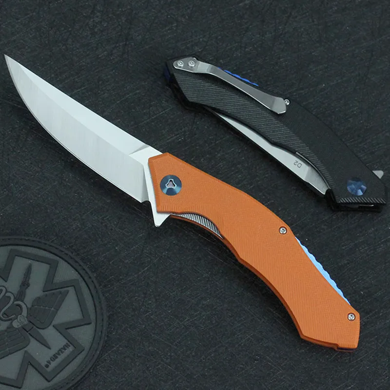 High quality D2 Steel Flipper Bearing Folding Knife G10 Handle Outdoor Survival Multi Tools