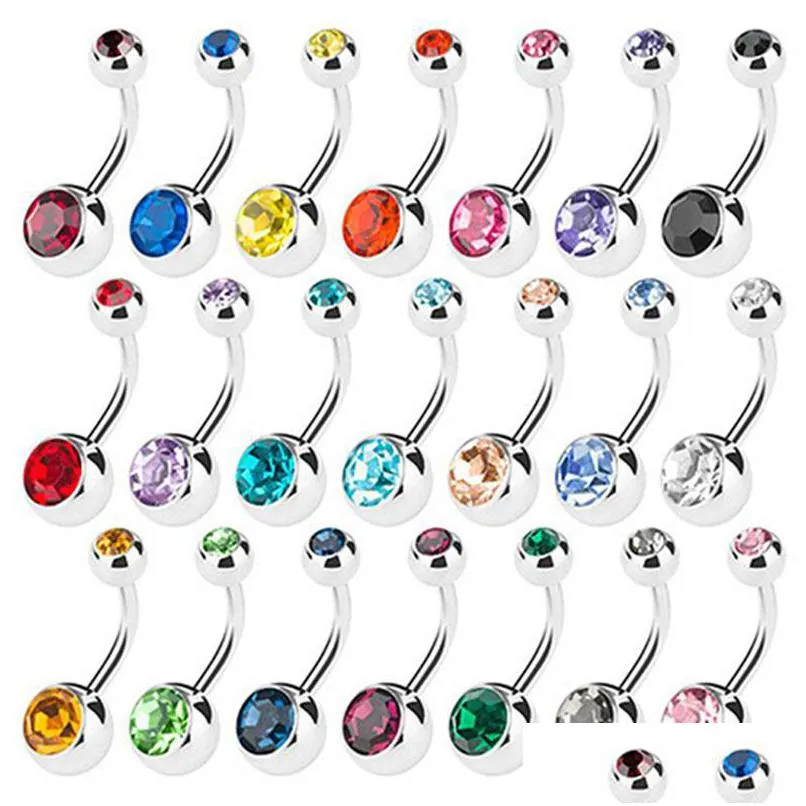 Navel Bell Button Rings D0180 Gem Belly Stud Mix Colors Czech Stone 316L Bar Drop Delivery Jewelry Body Dhgarden Dh7Yz