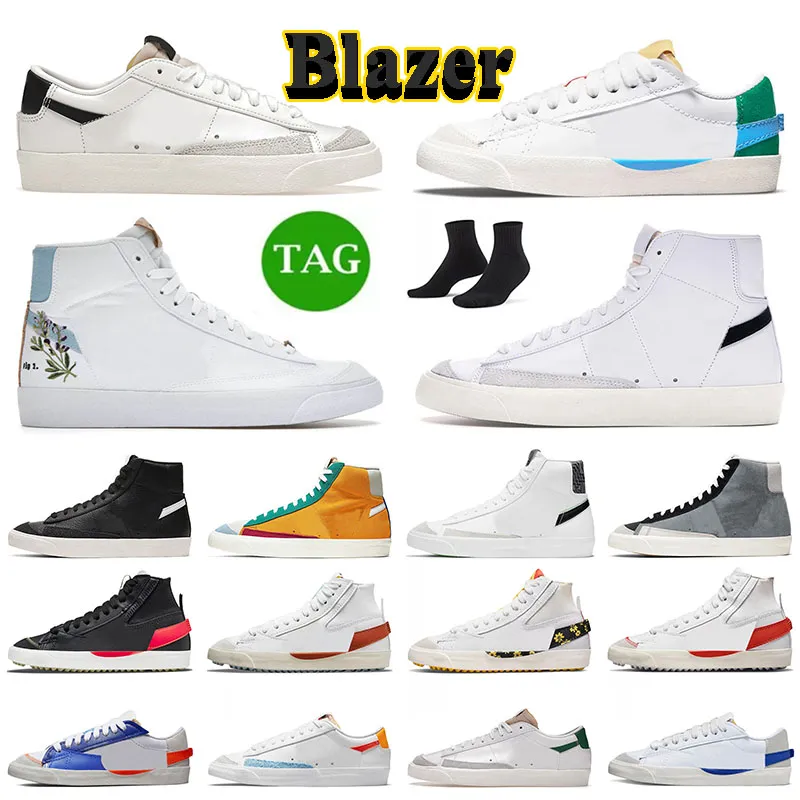 OG Blazer Mid 77 빈티지 블레이저 점보 로우 여성 운동 캐주얼 신발 화이트 블랙 파인 그린 시티 프라이드 Catechu Mens Trainers 디자이너 플랫폼 스니커즈