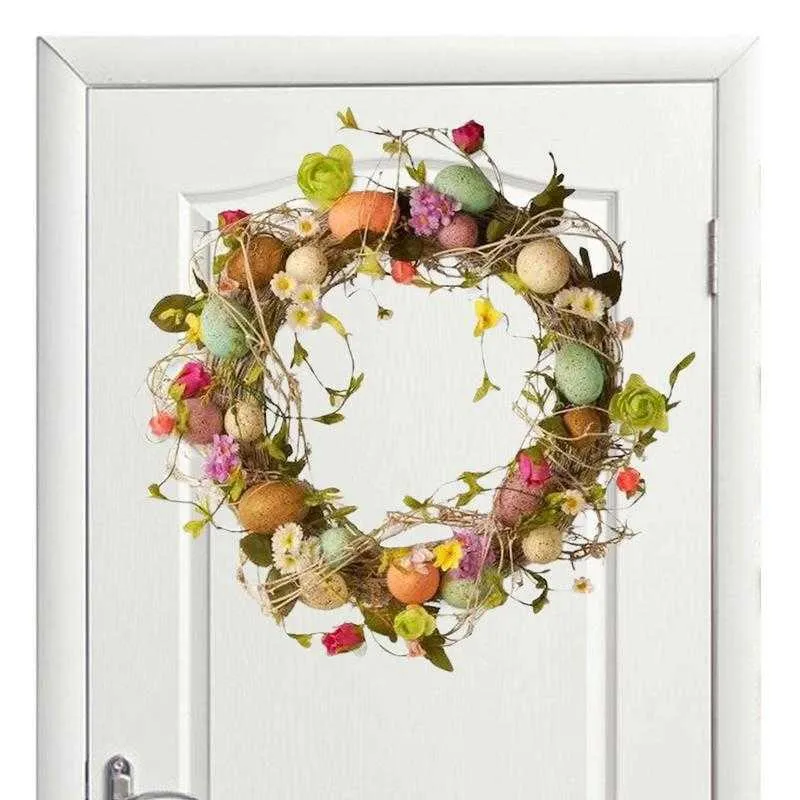 Decorative Flowers Wreaths Easter Egg ic Front Door Garlands Wall Oranments Happy DIY Party Decoration Home Decor P230310