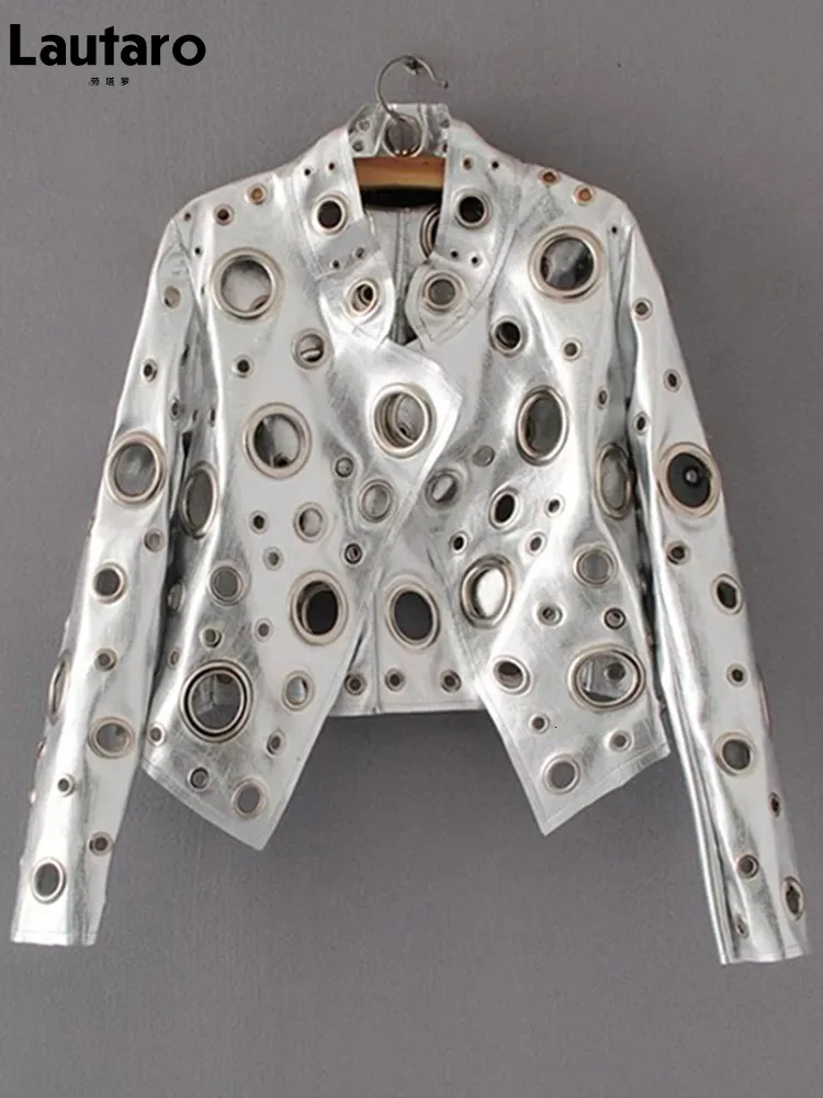 Женские куртки Lautaro взлетно -посадочная полоса вырезана короткая изделия из искусственной кожа