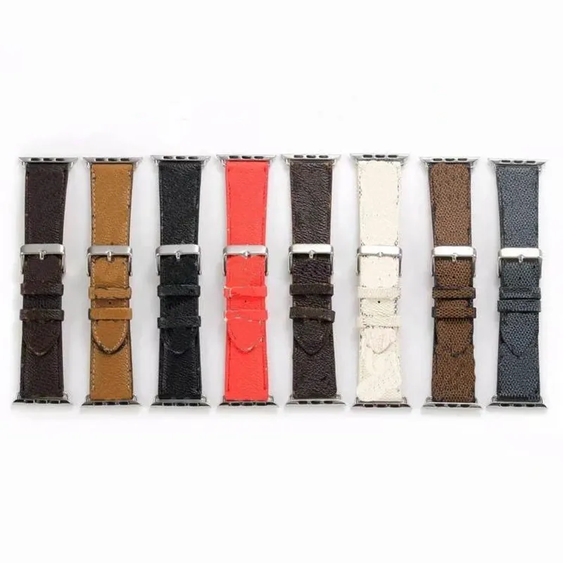 Fashion Top Designer Watch Straps for Apple Watch Band 38mm 40mm 41mm 42mm 44mm 45mm watches SeriesLeather Print Pattern Smart Bands Deluxe Wristband Belt Watchband