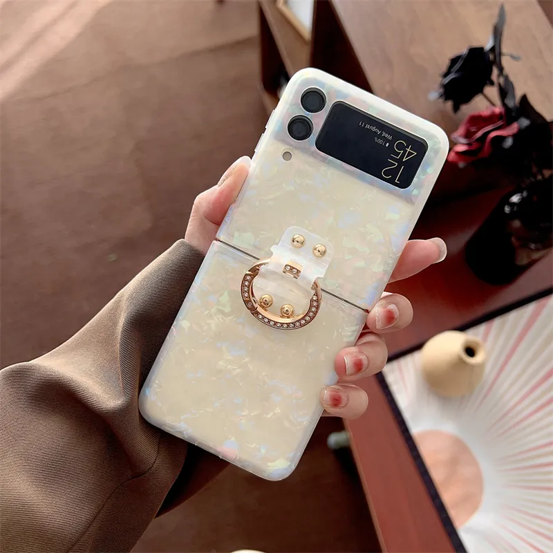 Marmurowy marmurowy kaznotra Glitter Dream Cose dla Samsung Galaxy Z Flip4 Flip 3 4 5G Diamond Wspornik Wzorka Zamieszek Imd Silikon