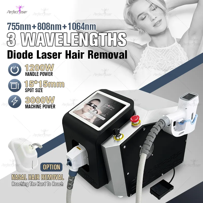 Nyaste diodlasmaskin Hårborttagning Laser 808NM Hårreduktionsanordning Skinföryngring för alla hårfärger Videohandbok