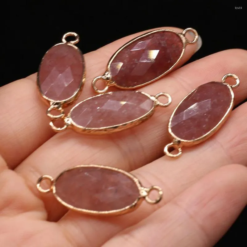 Charms Naturalne półprzewodnikowe złącze kamienne wisiorki truskawkowe kryształ do majsterkowania biżuterii tworzących ręcznie robione akcesoria