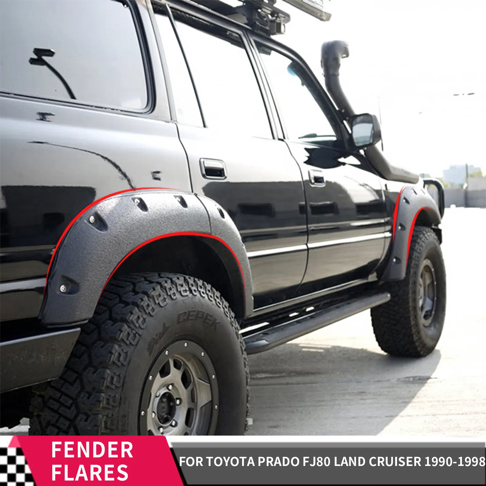 Fender Flares Wheel Arch Fender Accessories Mudguard for Land Cruiser Prado Lc80 Fj80 1990 1998 Landcruiser 80 Series Black