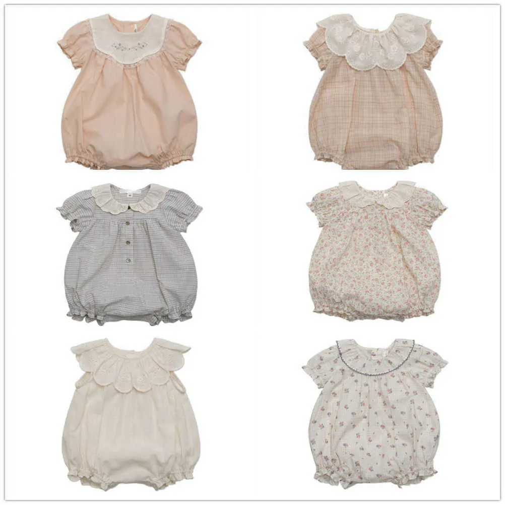 Vestidos de niña HOT 2023 Baby Summer Brand Romper con hermoso bordado LO Infant Top Quality Onepiece Onesie Summer Z0223
