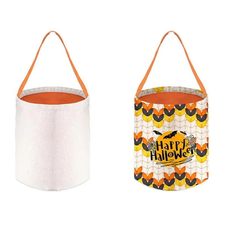 Party Supplies Sublimation Blank DIY Easter Basket Bags Cotton Linen Carrying Gift and Eggs Hunting Candy Bag Halloween Storage Pouch Handbag Toys Bucket GG016