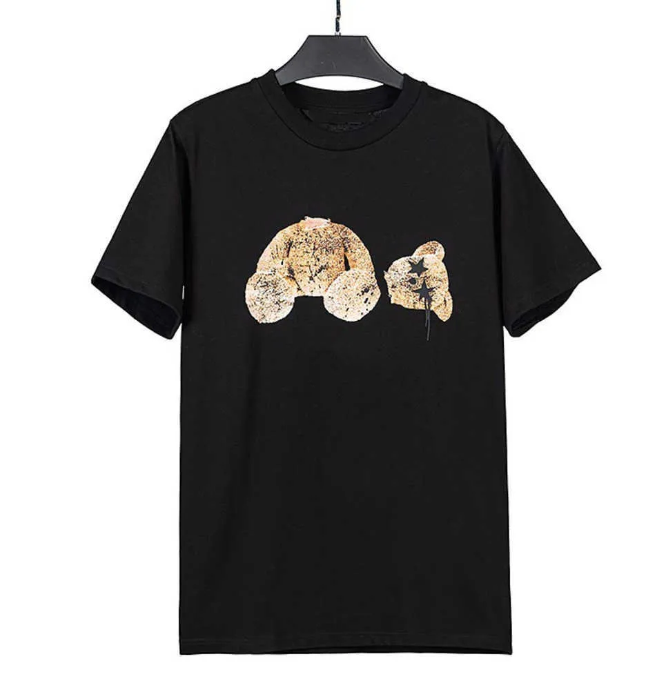 男のデザイナーのメンズシャツTシャツTSレディースウーマンウーマンクルーネック首半綿動物レタープリントベアファッション愛好家の動き