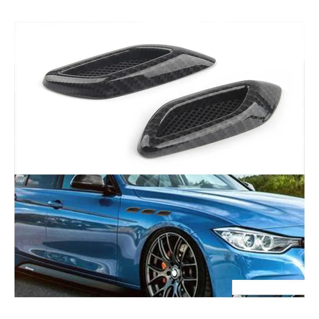 Ailes 2Pcs Car Side Vent Air Flow Fender Intake Abs Simation Vents Styling Accessoires Drop Delivery Mobiles Motos Pièces Exte Dh3Lq