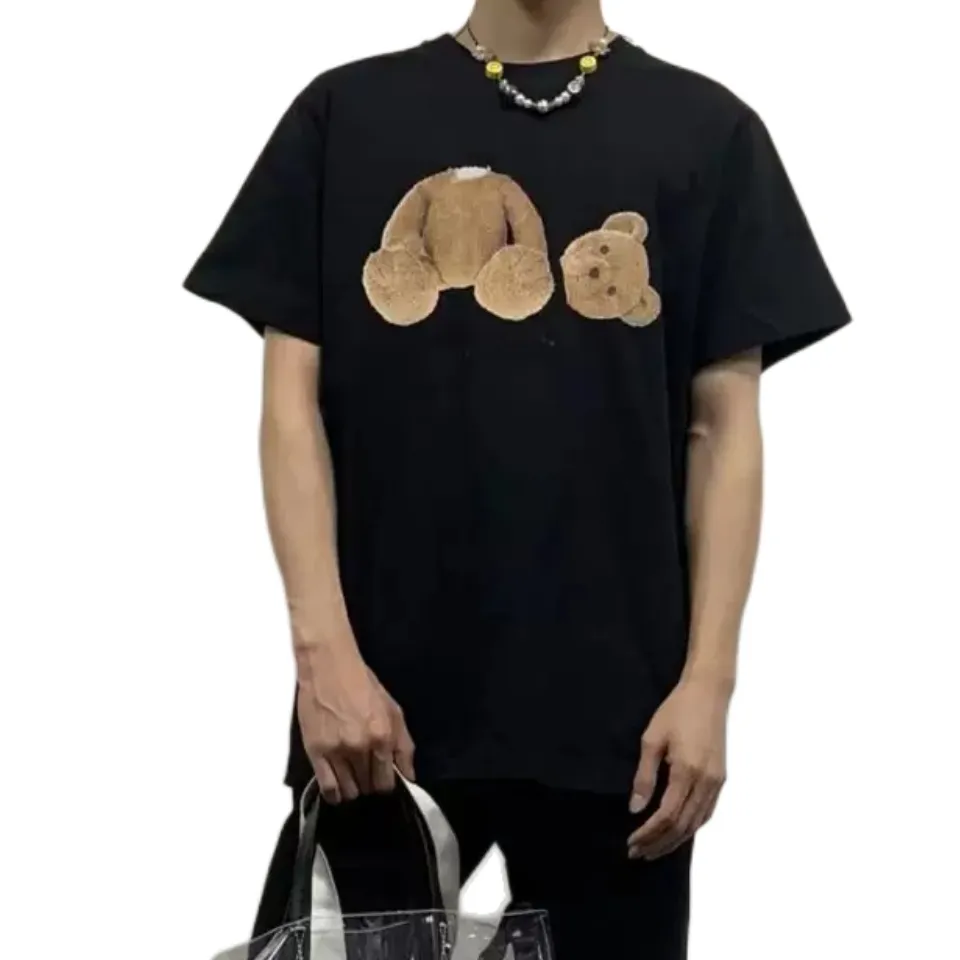 디자이너 T 셔츠 Muticolor Mens T 셔츠 셔츠 PAM Angls Unisex Fashion Drop Shoulder 대형 피트니스 착용 낙서 곰 스타일 가슴 편지 패션 4 0y4u