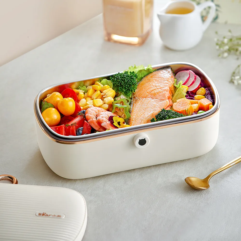 Elektrische verwarmde lunchboxen 900 ml watervrije verwarming Bento draagbare rijstkoker constante temperatuur voedsel warmer kantoor 220V 230222