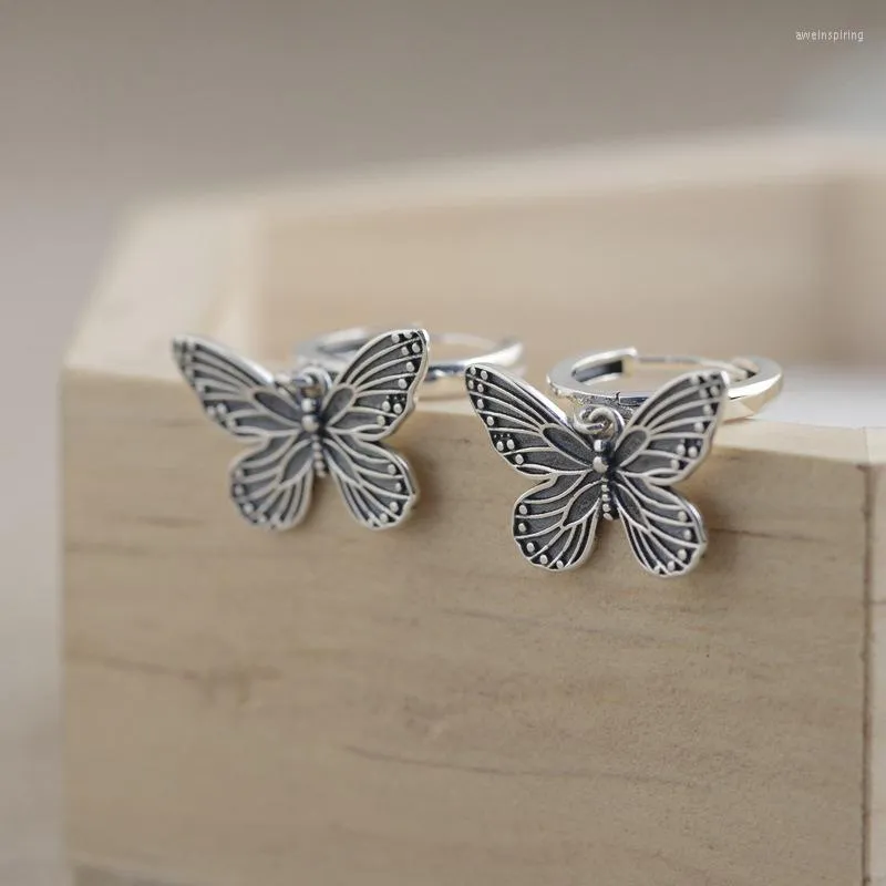 Hoop oorbellen FNJ Simple Butterfly 925 Silver Original Pure S925 Sterling Earring For Women Sieraden Good Luck Animal