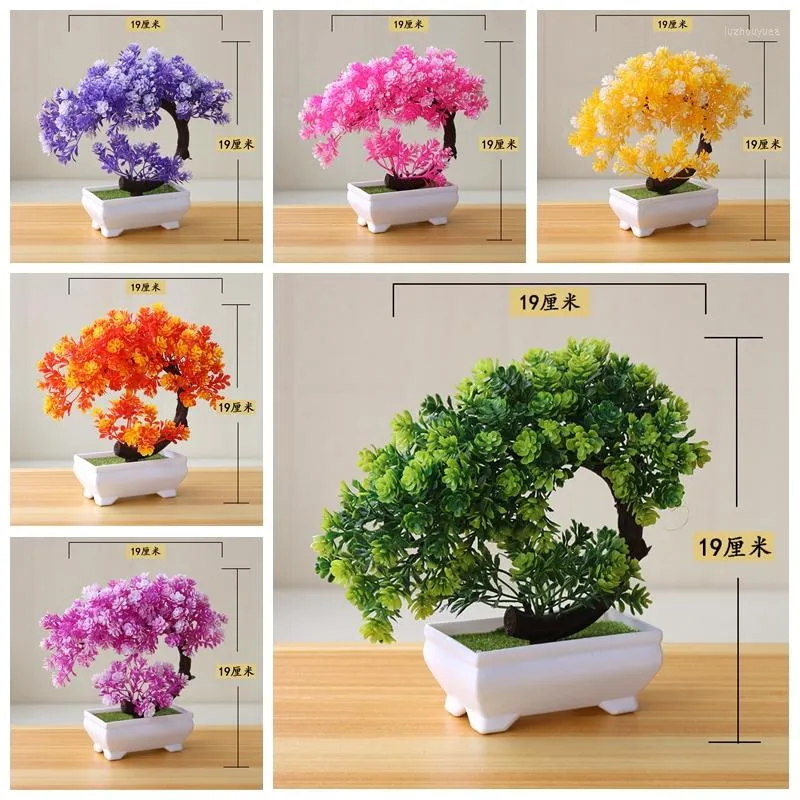 Decoratieve bloemen 2 stks 19x19cm Home Accessoires Decoratie Groene eucalyptus boom kunstmatige planten bonsai slaapkamer woonkamer planta's