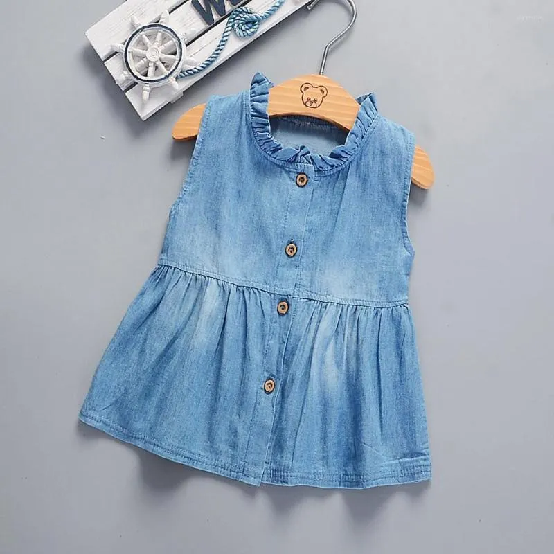 Mädchen Kleider Sommerkleid Prinzessin Outfits ärmellose Denim Kleinkind Baby Mädchen solide KleidRock