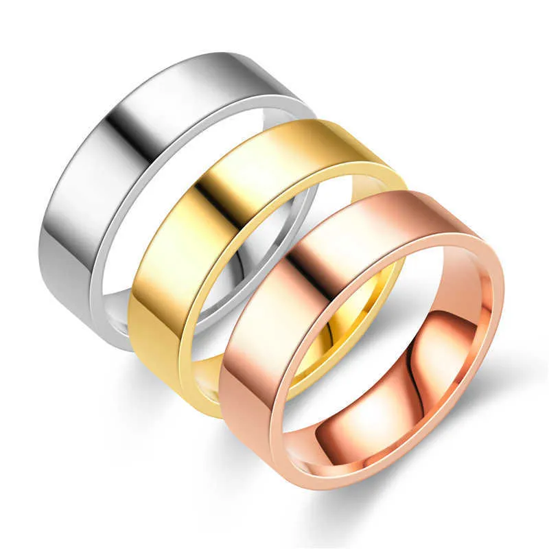 Bandringe Hohe Qualität 2mm 4mm 6mm Einfacher Ring Mode Roségold Silber Farbe Edelstahl Paar Ehering für Männer und Frauen G230213