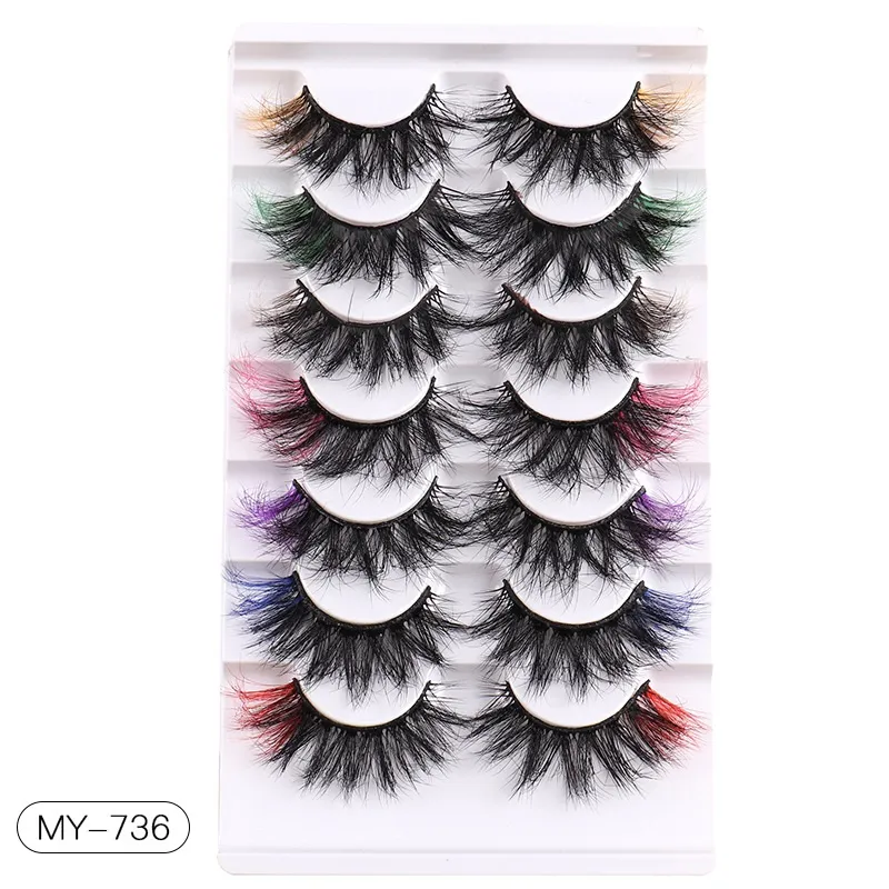 Multicouche épais faux cils coloré naturellement doux lumière fait à la main réutilisable 3D couleur faux cils bouclés entrecroisés extensions de cils d'aspect naturel