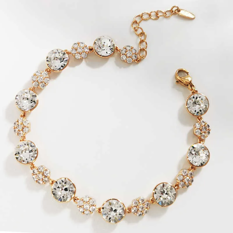 Bracelet de luxe à maillons pour femmes, fabriqué avec du cristal autrichien, Design rond, Bracelets pour filles, accessoires à main, Bijoux d'anniversaire, cadeau G230222