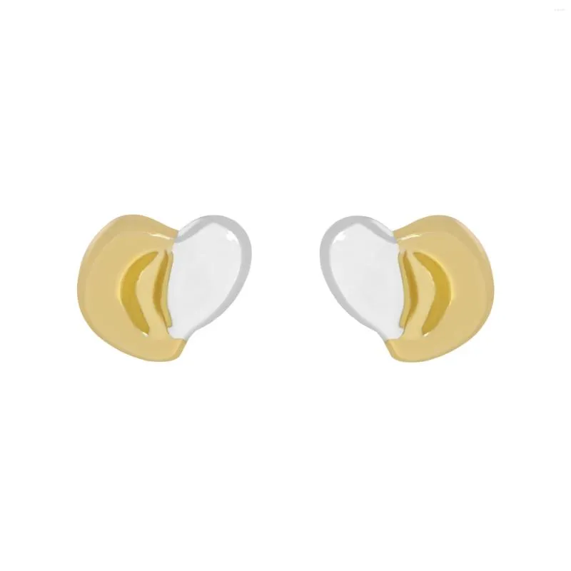 Stud Earrings Women 925 Pure Silver Ear Studs Champagne Gold White Two Color Heart Shape Sweet Romantic Fashion Jewelry Gift