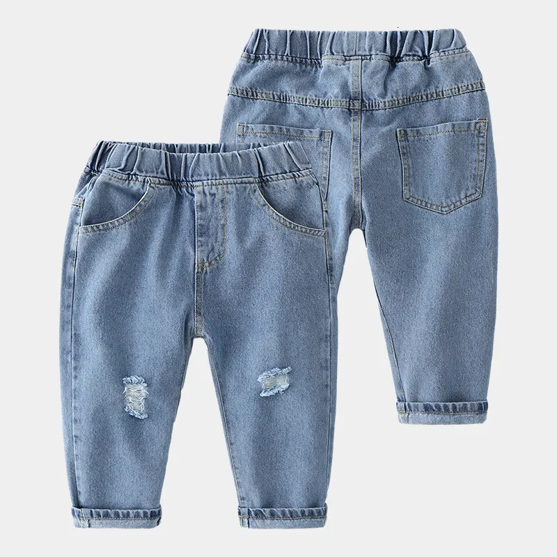 Jeans Frühling Herbst 2 3 4 6 8 10 Jahre Kinderbekleidung Kinder Alle passenden elastischen langen Hosen Löcher Jungen Denim Jeans Hosen 230223