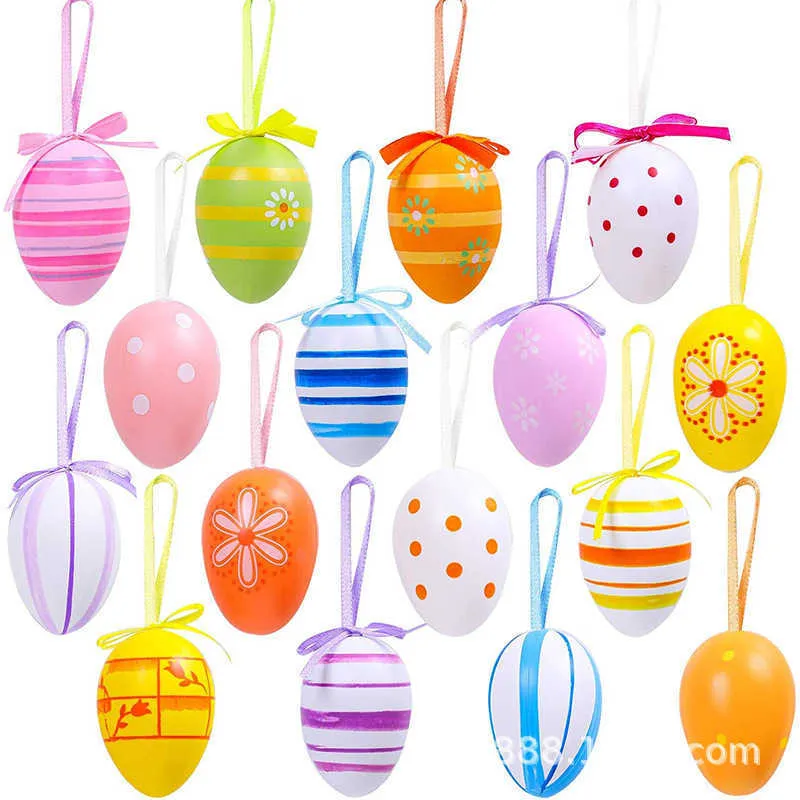 Party Decoration 12PCS/6/1 DIY Easter Egg Home Pendant Color Painting Simulation Creative Wholesale Y2302