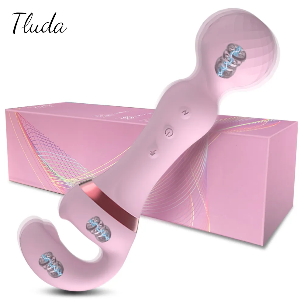 Vibrators Powerful 2 in 1 AV Vibrator Female Magic Wand Clitoris Stimulator USB Recharge 20 Modes G Spot Massa_voghion.com
