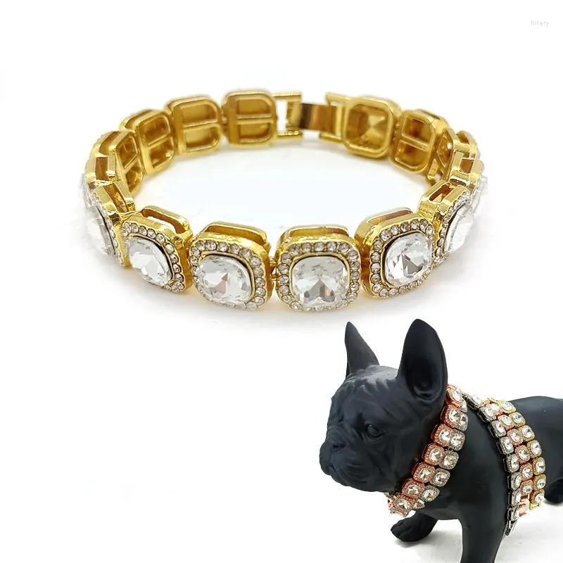 Dog Collars Jewelry For Dogs 13mm Diamond Rock Candy Chain Luxury Crystal Gold Shiny Metal Puppy Collar
