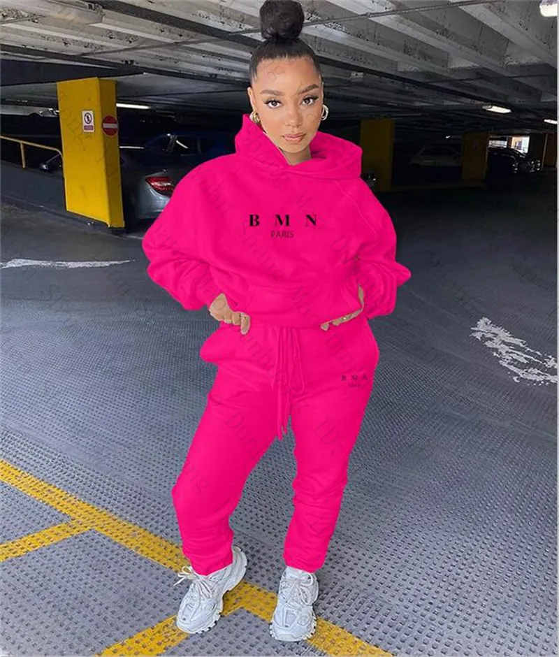 Womens Pink Tracksuit Set Hooded Jacket And Pants With Logo Print From