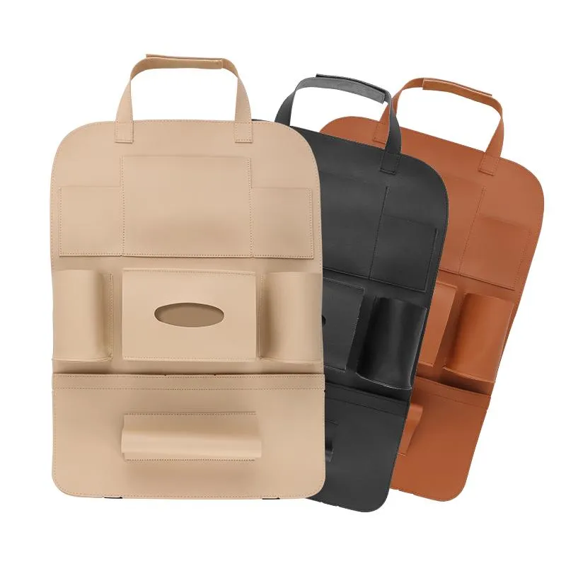 Car Organizer 1pc Universal Back Seat Storage Bag Water Cup Leather Hanging Accessories Orderly Placed Organize