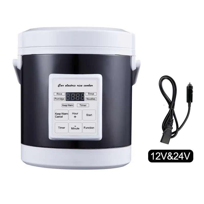 Scatole per il pranzo riscaldate elettriche 12V 24V Mini fornello di riso per auto 16L camion per auto elettrica zuppa di porridge macchina per cucinare scaldavivande a vapore scaldapranzo riscaldamento rapido scatola di pranzo 230222