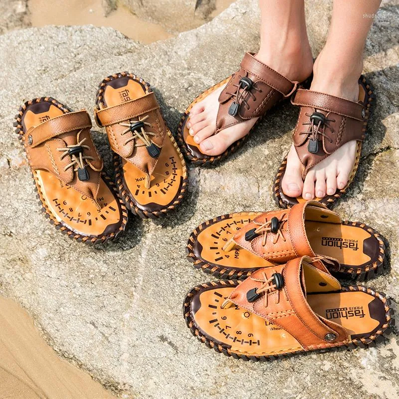 Breathable Leather Safety Sandals Ochi Beach Resort For Men Summer