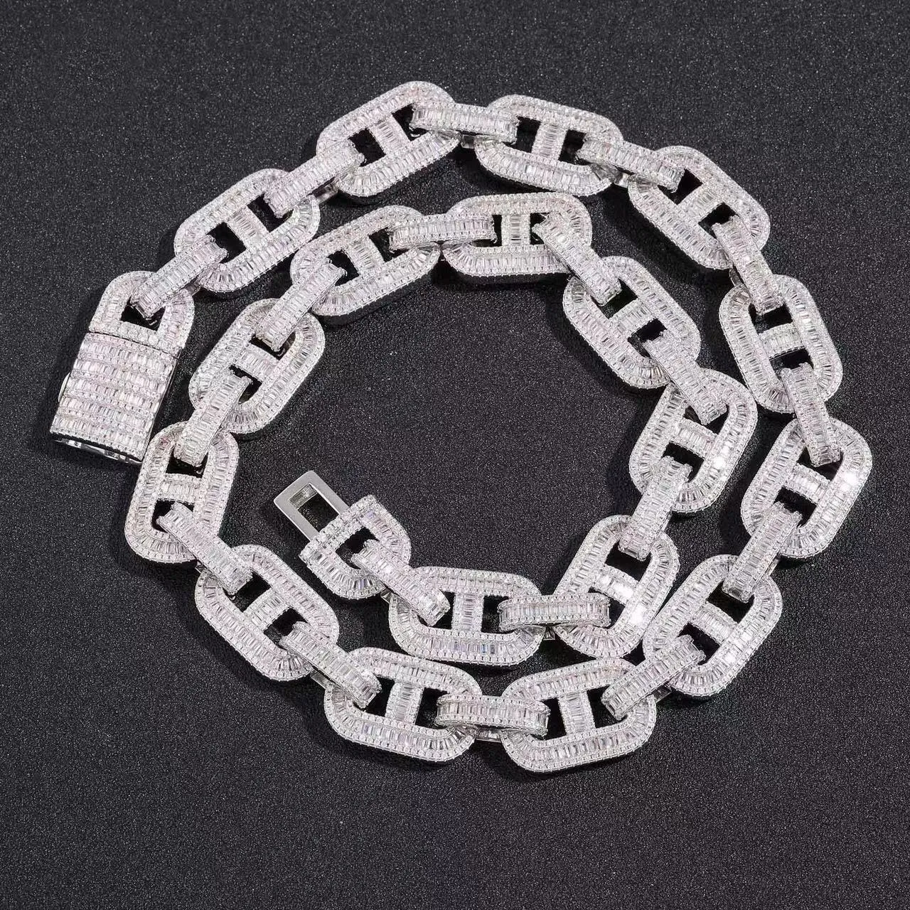 Bracelet de collier de bijoux fins Hip Hop personnalisé glacé chaîne à maillons cubains en diamant
