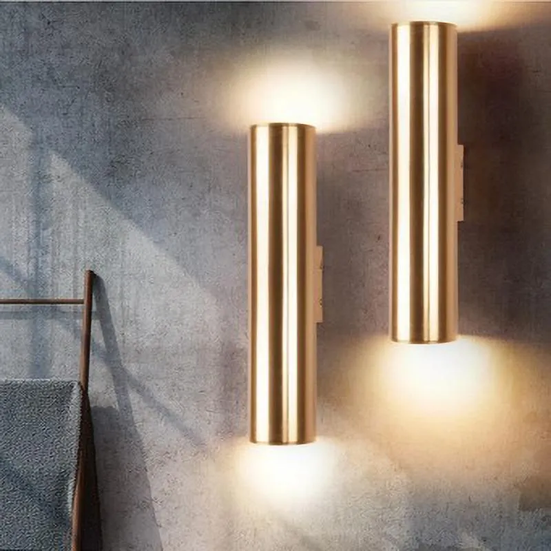 Wall Lamps Gold Pipe Tube Light Home Decor Bathroom Bedroom Lamp Sconce Led Mirror Loft Industrial Luminaire FixtureWall