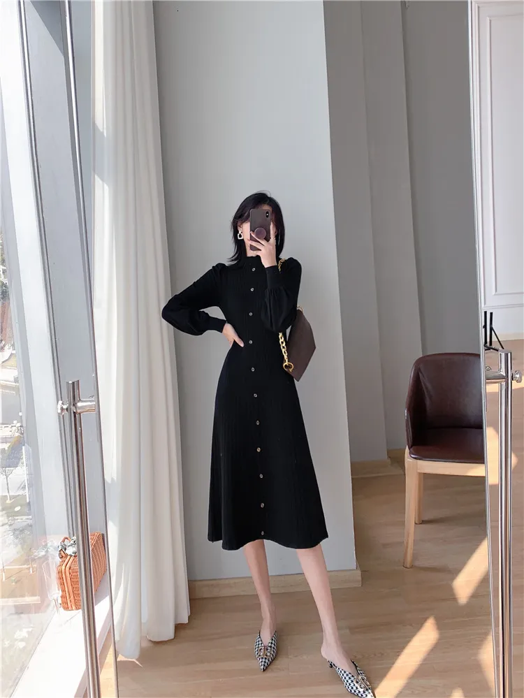 A-Line Midi Knit Sweater Dress for Women with Lantern Sleeves and Empire  Waistline, Acrylic Fabric, Mid-Calf Length from Dhgate Basic & Casual  Dresses - price 53.12
