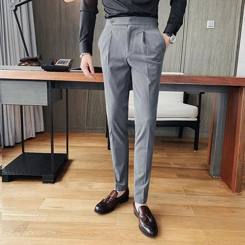 Men's Suits & Blazers British Style Autumn Business Mens Dress Suit Pants Simple Formal Wear Slim Fit Straight Office Trousers Men Clothing