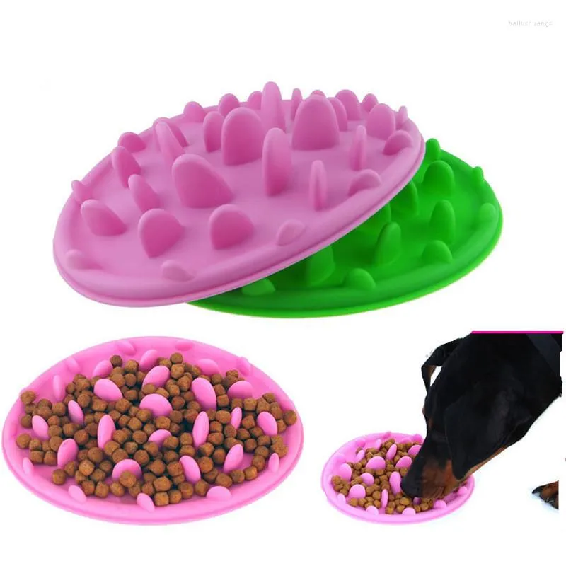 Dispositivo per mangiare antiacaro per cani con ciotola per cibo lento per animali domestici in silicone per gioielli