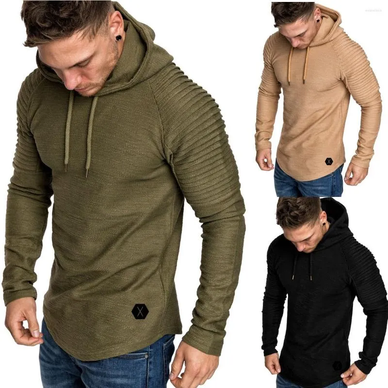 Heren hoodies schouder vouw ontwerp sweatshirt mannen lange mouw casual solide color mode streetwear kleding kap sudaderas hombre