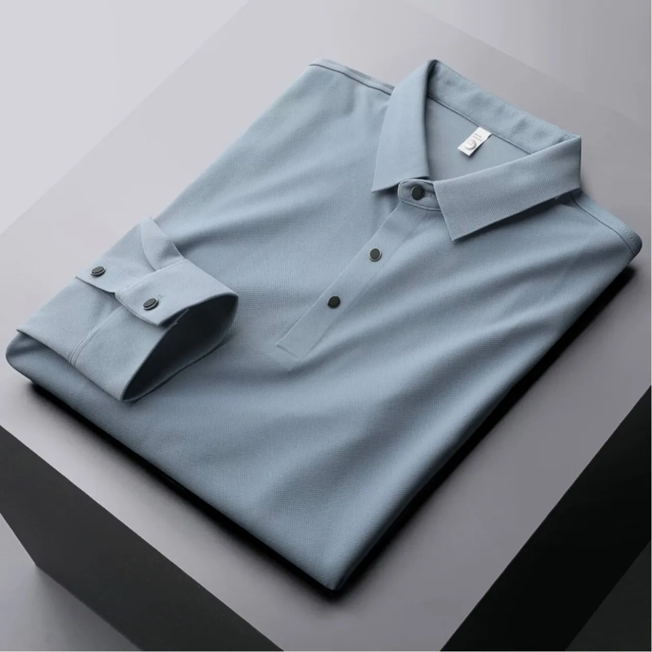 Men's Polos High end luxury silk slip stretch POLO shirt men's long sleeve autumn business casual solid color T-shirt men's Paul shirt 230223