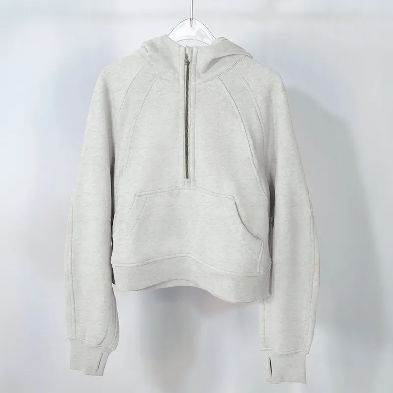 Sweatshirt für Damen, Kapuzenpullover, Kapuzenpullover, Designer für Damen, Sweatshirt, schwarzes Oberteil, Pullover, langärmlig, halber Reißverschluss, Intensivierung, Yoga-Anzug, Outdoor-Sport, Kapuze, S, M