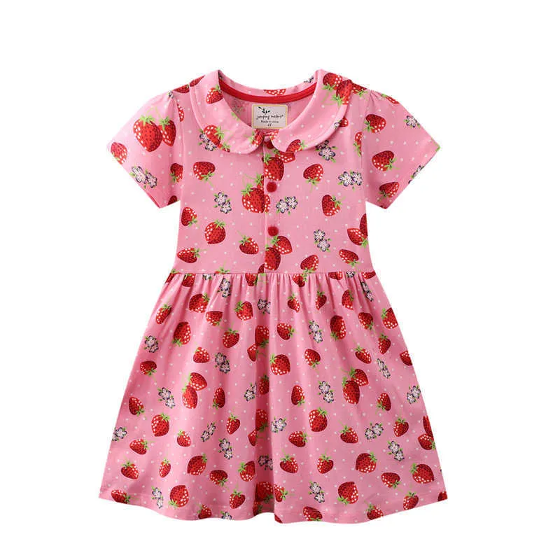 Flickans klänningar Nya ankomst Birthday Girls Dresses Short Sleeve Floral Print Hot Selling Children's Costume Summer Kids Frocks Z0223