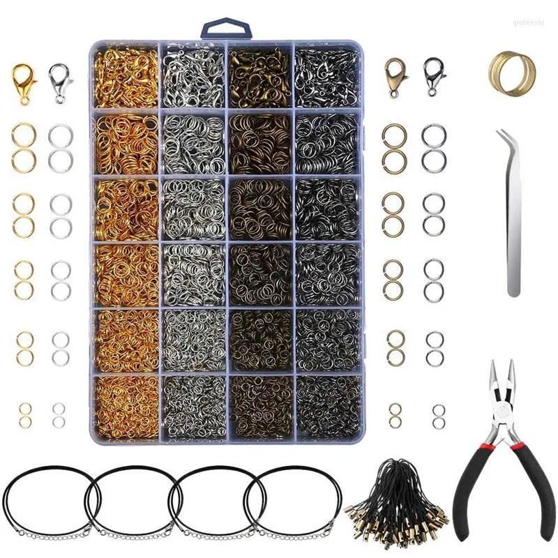 Sieradenzakken 3143pcs bevindingen maken Starterkit met open springringen Lobster Herslang tang zwarte gewaxte ketting Cor