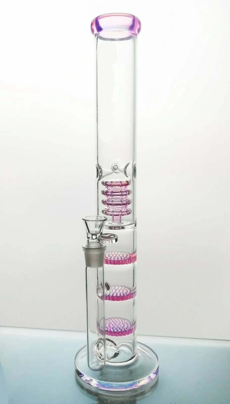 17inch Tall Hookah Water Pink Bongs with Bong Bowl Recycler Glass Pipes