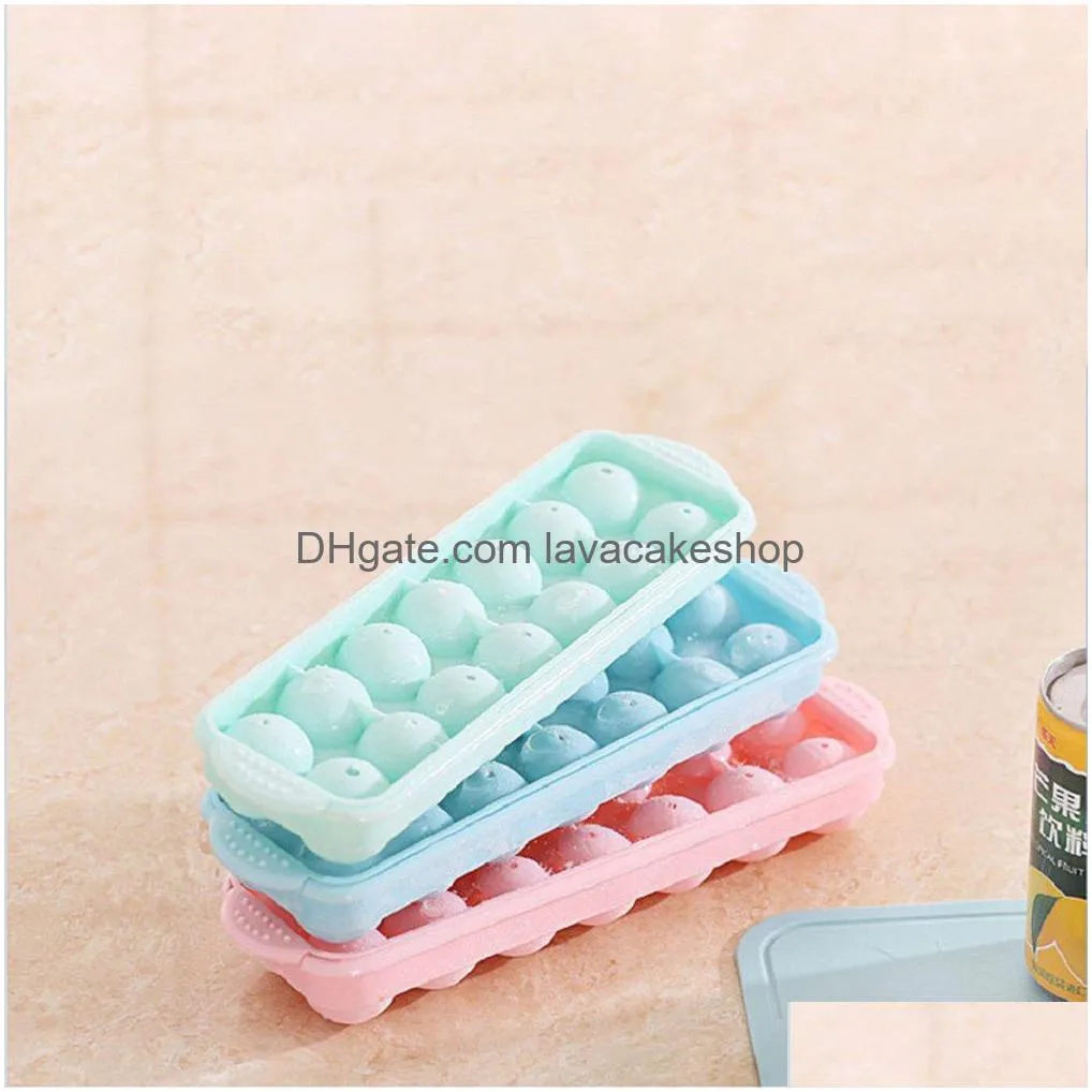 Dondurma aletleri 14 ızgara 3D top plastik kalıplar Ices tepsisi aile barı parti hokey deliği yapım boxmold er diy drop dağıtım ev g dhf1r