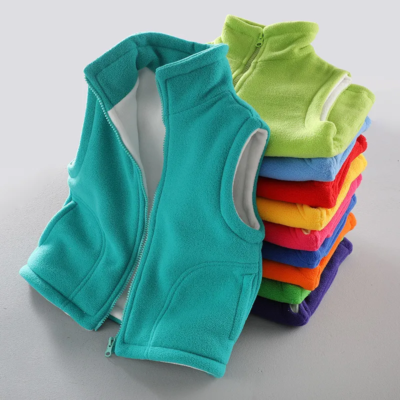 Weste Teenager Oberbekleidung Westen ärmellose Jacken Kinderweste für Jungen Mädchen Polar Fleece Baby Kinder Warm Winter 100-150 cm 230222