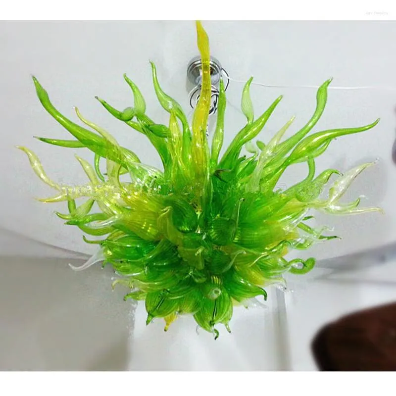 Ljuskronor designgröna blomma blåsa glaslampa
